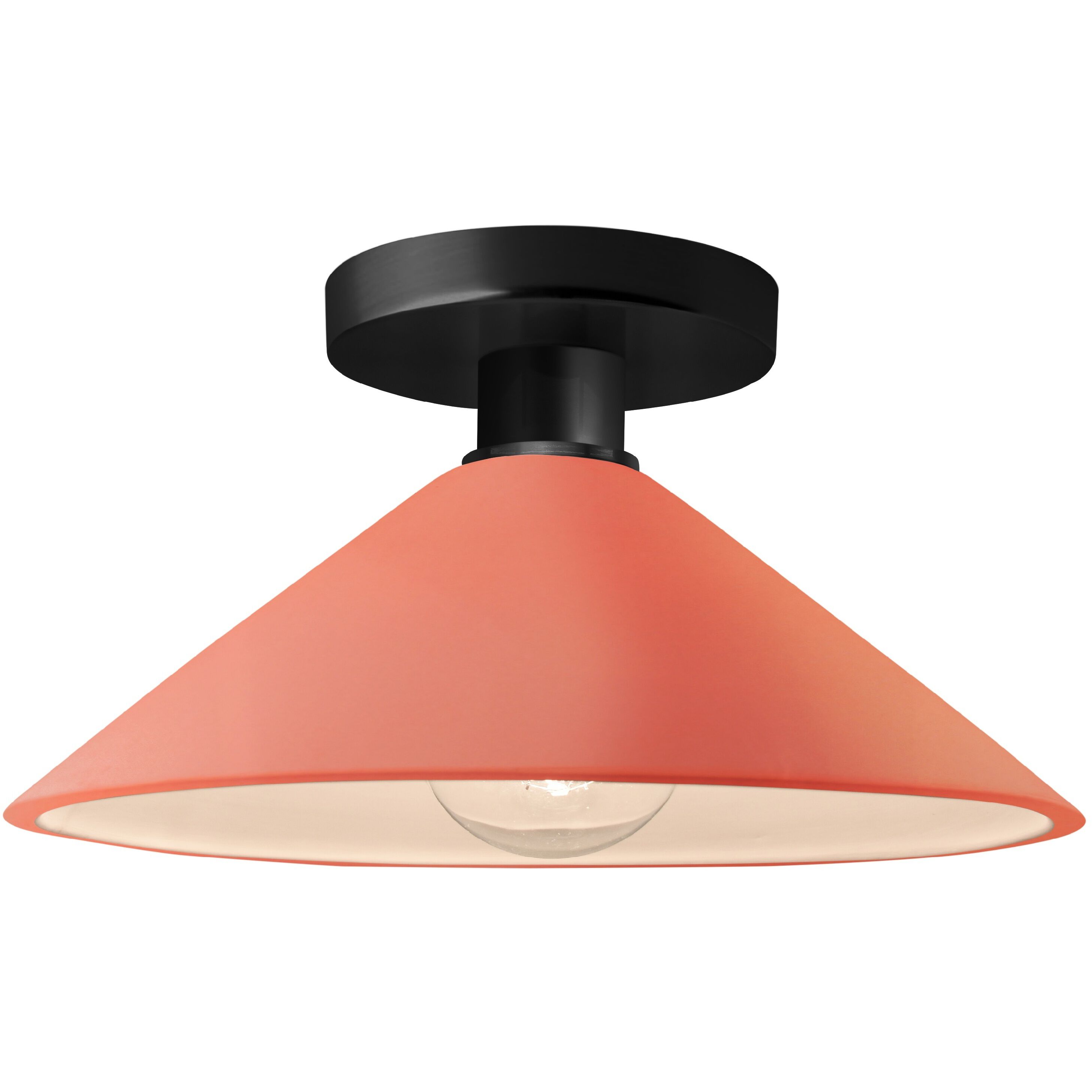 Radiance 1 Light 11.75 inch Gloss Blush and Matte Black Semi Flush Ceiling Light