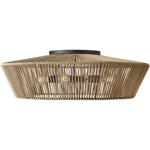Eco LED 30 inch Matte Black Semi-Flush Ceiling Light in Natural