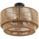 Eco Collection - Milos Family 4 Light 18 inch Matte Black and Natural Semi-Flush Ceiling Light in 18" D x 18" W x 11" H, EVOLV