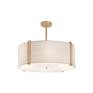 Textile LED 25 inch Brushed Brass Pendant Ceiling Light, Drum