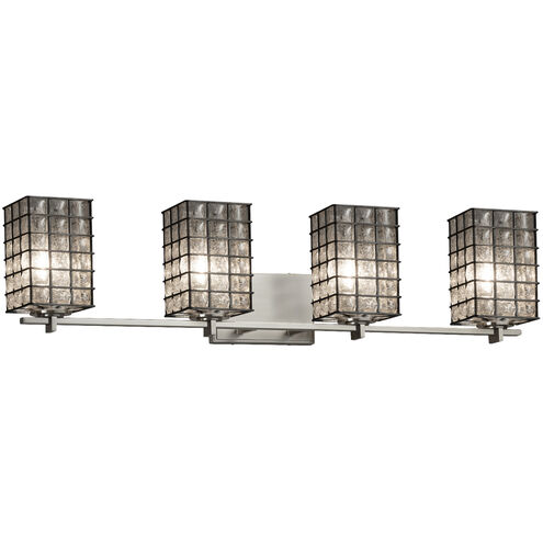 Wire Glass 34.25 inch Brushed Nickel Bath Bar Wall Light