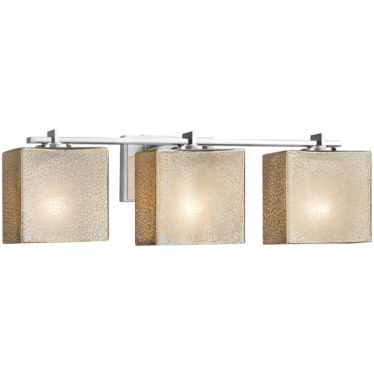 Fusion 24 inch Brushed Brass Bath Bar Wall Light in Rectangle, Incandescent, Frosted Crackle Fusion