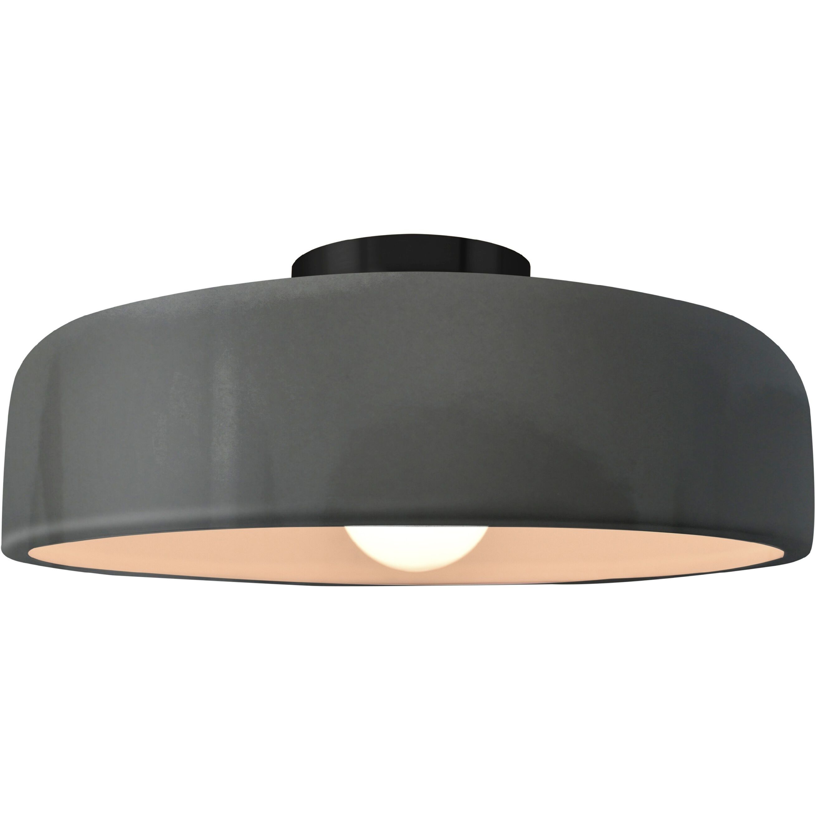 Radiance Collection - Spire 1 Light 13 inch Gloss Grey and Matte Black Semi-Flush Ceiling Light in Replaceable Bulb, Gloss Gray, 13W x 6H, Form+Finish+Function