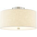 Textile Collection 3 Light 14 inch Brushed Nickel Semi Flush Ceiling Light in Cream (CandleAria), Classic Family