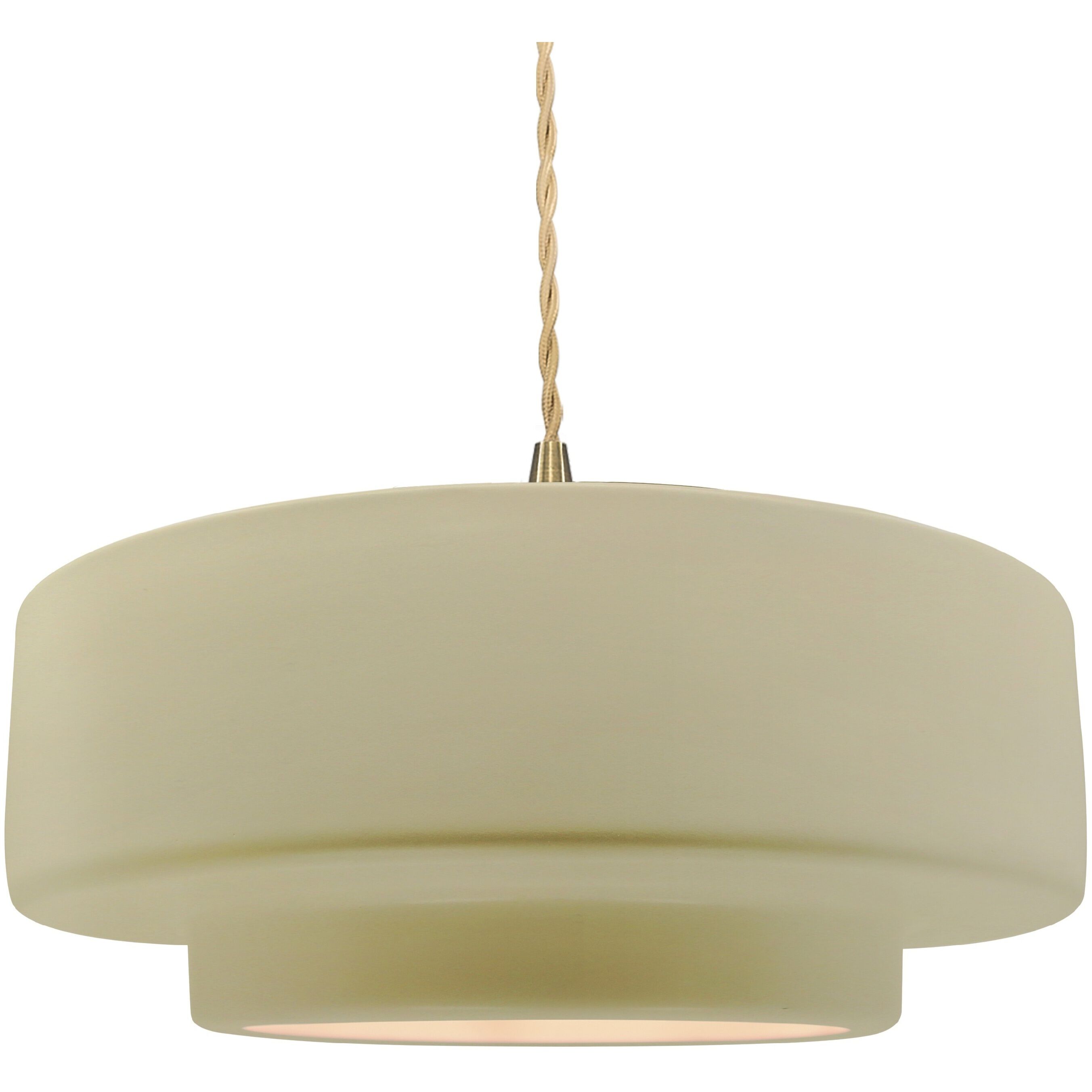 Radiance Collection - Tier Pendant Ceiling Light in Brushed Brass, Replaceable Bulb, Beige Twist Cord, Vanilla Gloss, 16.25W x 6H, Form+Finish+Function