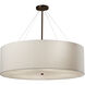 Textile Collection - Classic Family 8 Light 36 inch Dark Bronze Drum Pendant Ceiling Light in Incandescent, White Linen, Classic Family