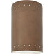 Ambiance Cylinder LED 9.5 inch Terra Cotta Outdoor Wall Sconce, Small