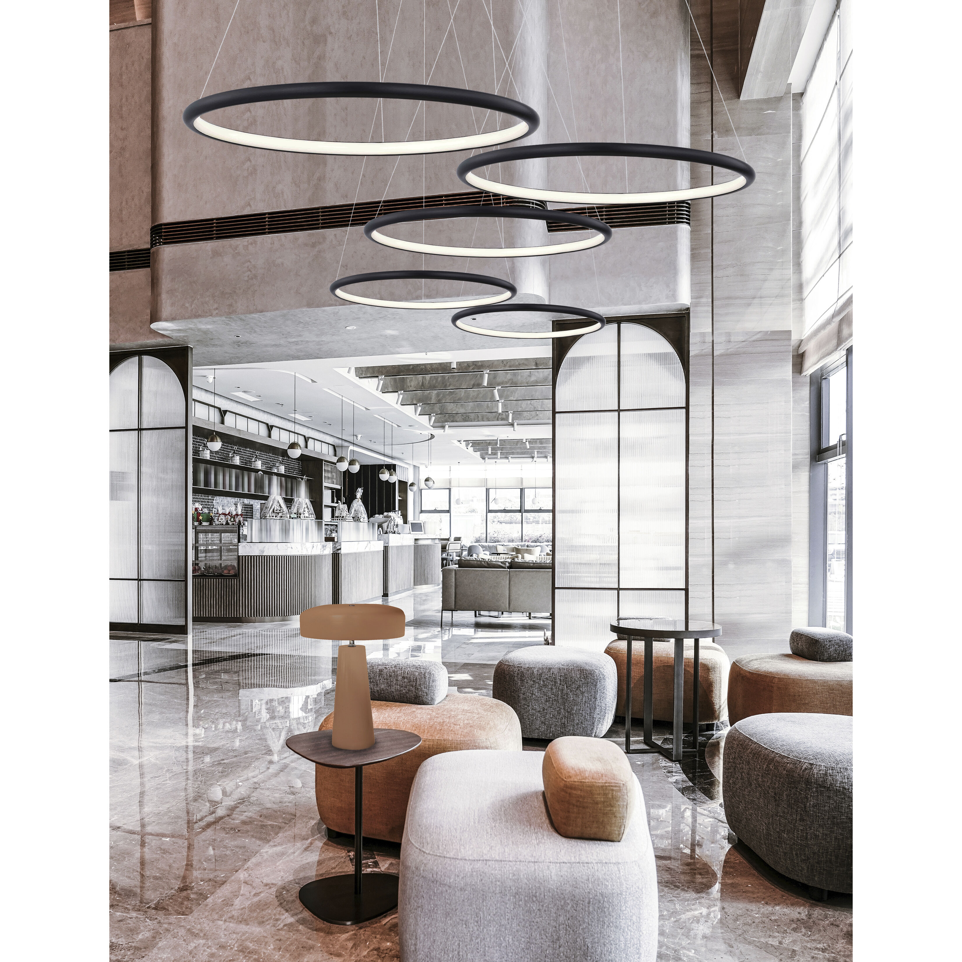 Circola 1 Light 36 inch Matte Black Pendant Ceiling Light