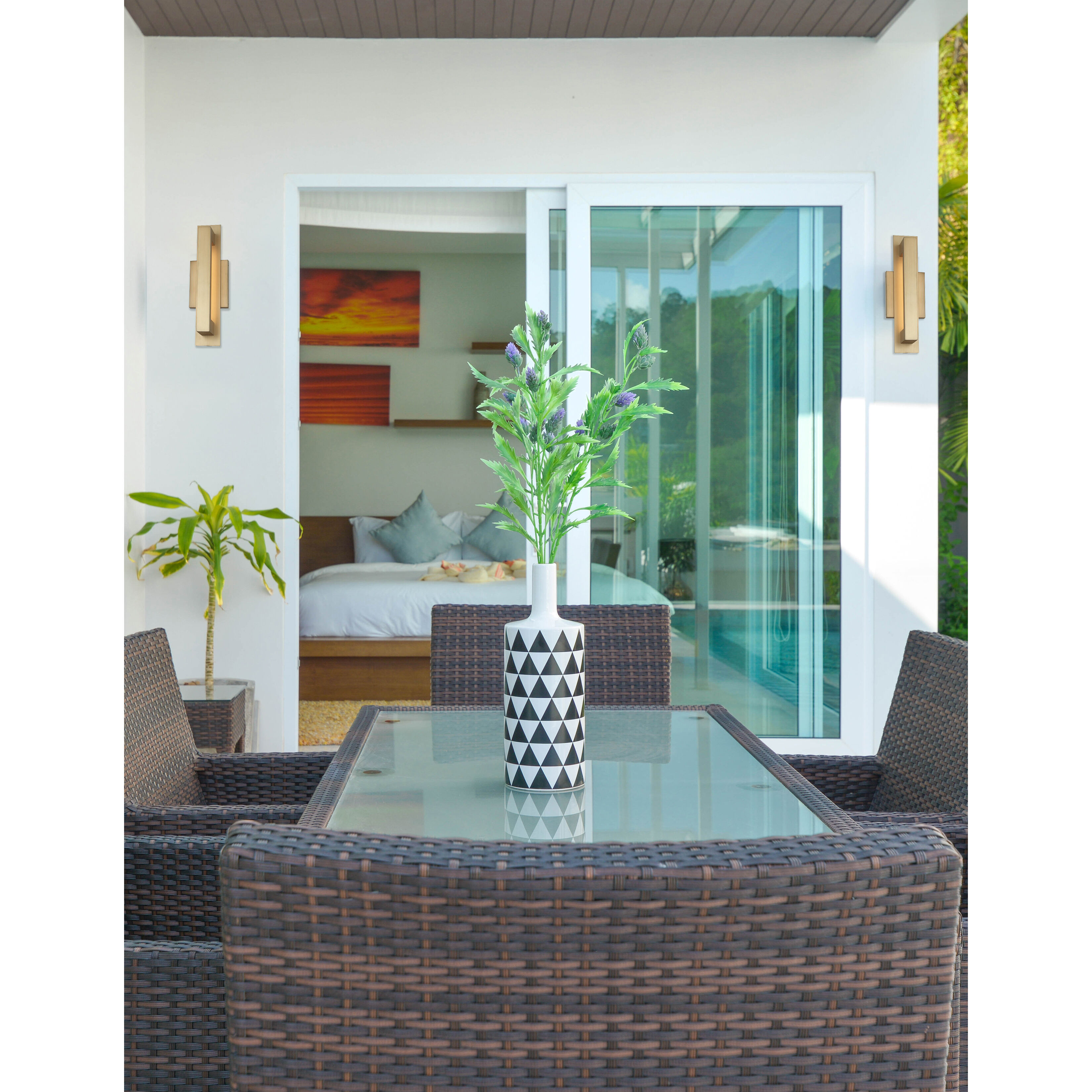 Catalina LED 15 inch Burnished Gold Outdoor Wall Sconce in 3" D x 4.75" W x 15" H, EVOLV