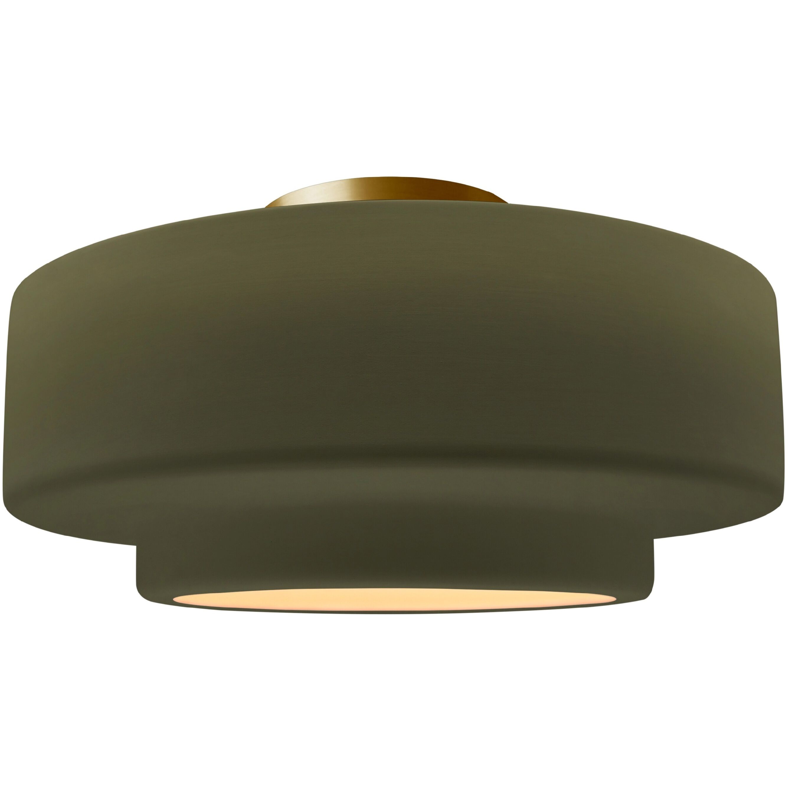 Radiance Collection - Tier LED 16.5 inch Matte Green and Brushed Brass Semi-Flush Ceiling Light in Dedicated LED, 16.5W x 8H, Form+Finish+Function