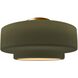 Radiance Collection - Tier LED 16.5 inch Matte Green and Brushed Brass Semi-Flush Ceiling Light in Dedicated LED, 16.5W x 8H, Form+Finish+Function