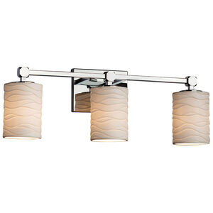 Limoges Collection 3 Light 22 inch Brushed Nickel Vanity Light Wall Light in Pleats, Cylinder with Flat Rim, Incandescent