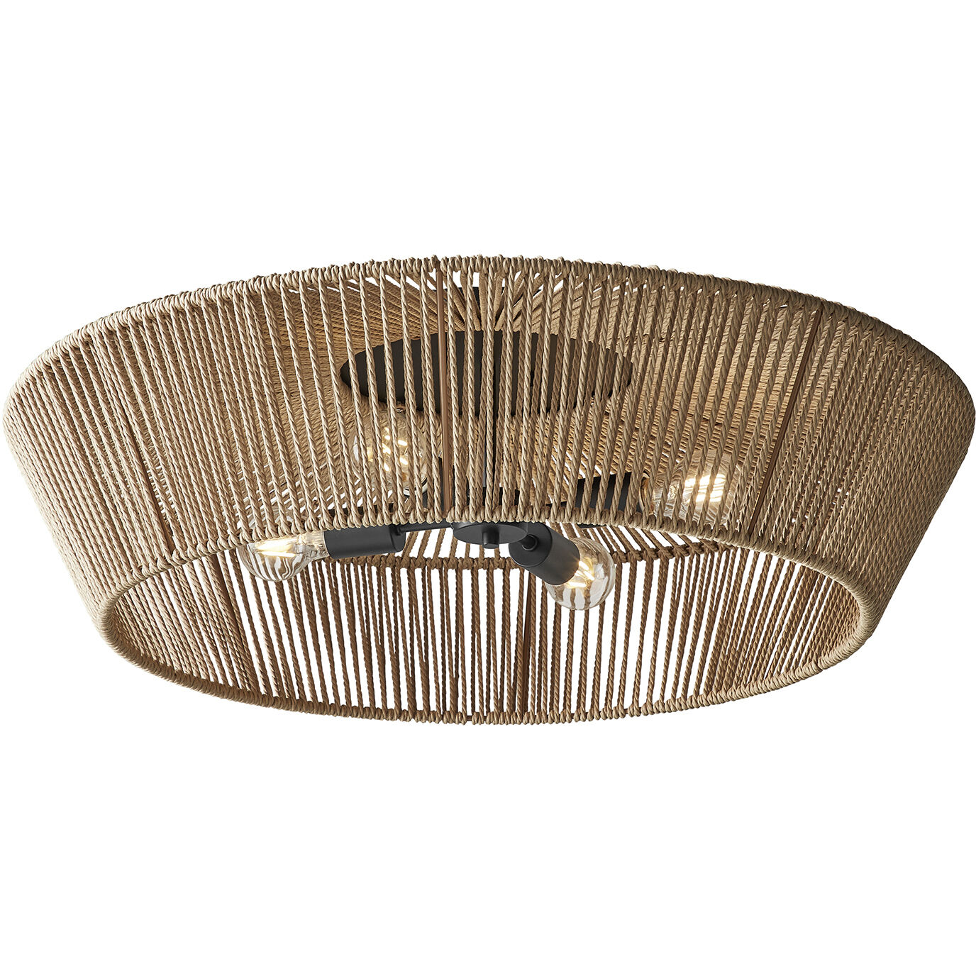 Eco LED 30 inch Matte Black Semi-Flush Ceiling Light in Natural