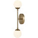 Fusion Collection - Noho Family 2 Light 4.5 inch Brushed Brass and Etched Opal Semi-Flush Ceiling Light in 4" D x 4.5" W x 16.5" H, EVOLV