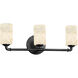Alabaster Rocks 3 Light 23.75 inch Matte Black Bath Bar Wall Light in Cylinder with Flat Rim, Incandescent