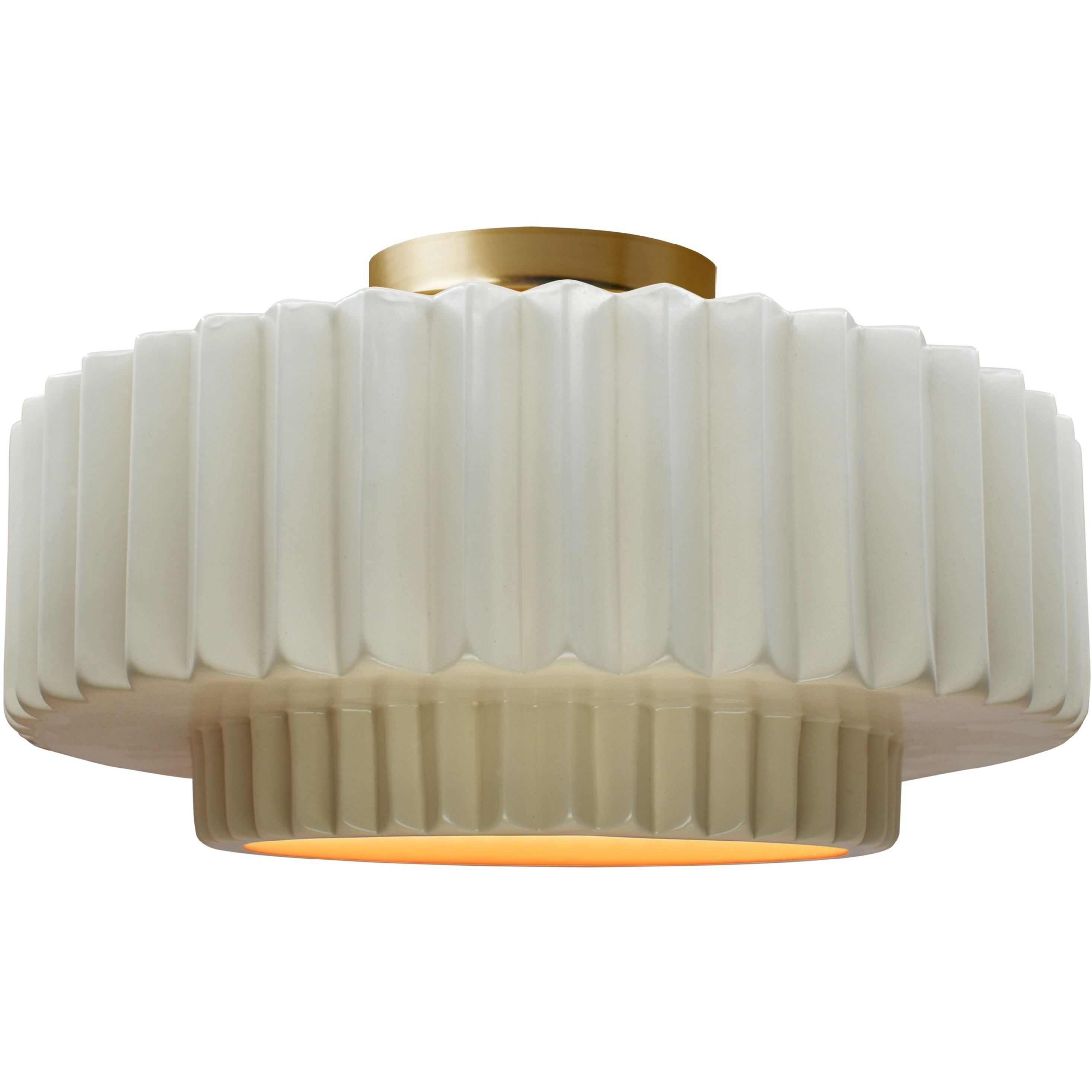 Radiance Collection - Pleated Tier LED 16.5 inch Matte White and Champagne Gold and Brushed Brass Semi-Flush Ceiling Light in Dedicated LED, Matte White/Champagne Gold, 16.5W x 8H, Form+Finish+Function