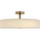 Textile Collection - Genova Family 24 inch Brushed Brass and Cream Linen Semi-Flush Ceiling Light in 24" D x 24" W x 10.25" H, EVOLV