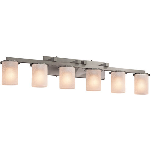 Fusion 6 Light 45 inch Brushed Nickel Bath Bar Wall Light in Incandescent, Frosted Crackle Fusion