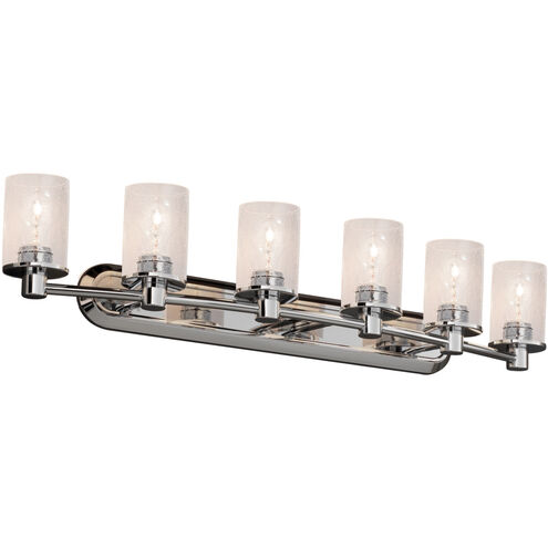 Fusion 6 Light 43.75 inch Polished Chrome Bath Bar Wall Light in Incandescent, Seeded Fusion