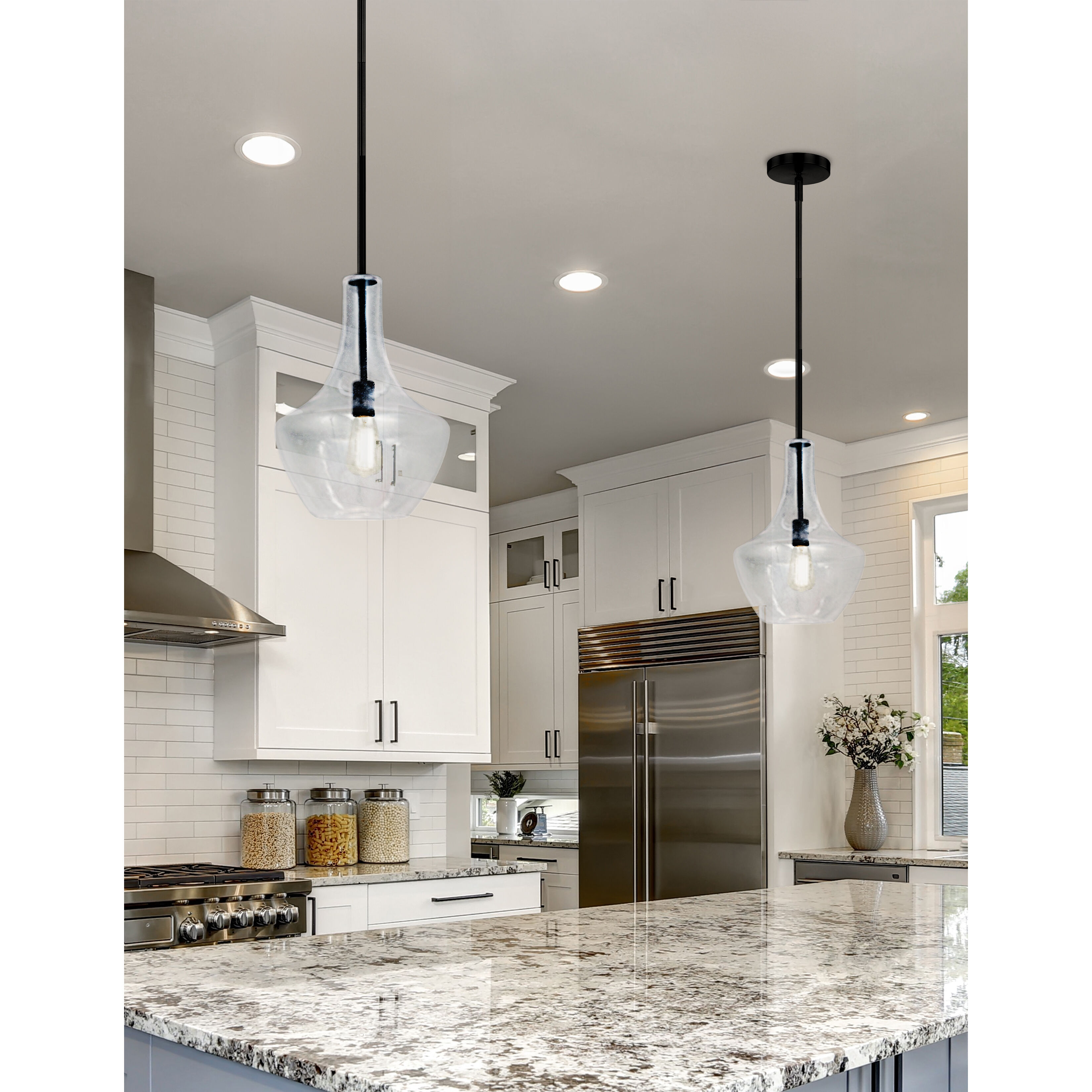 EVOLV 14 inch Matte Black Pendant Ceiling Light, Harlow Family