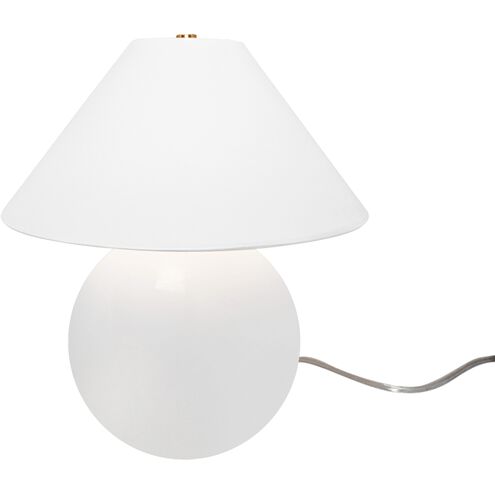 Portable 16.75 inch 60.00 watt Gloss White and Brushed Brass Portable Lamp Portable Light