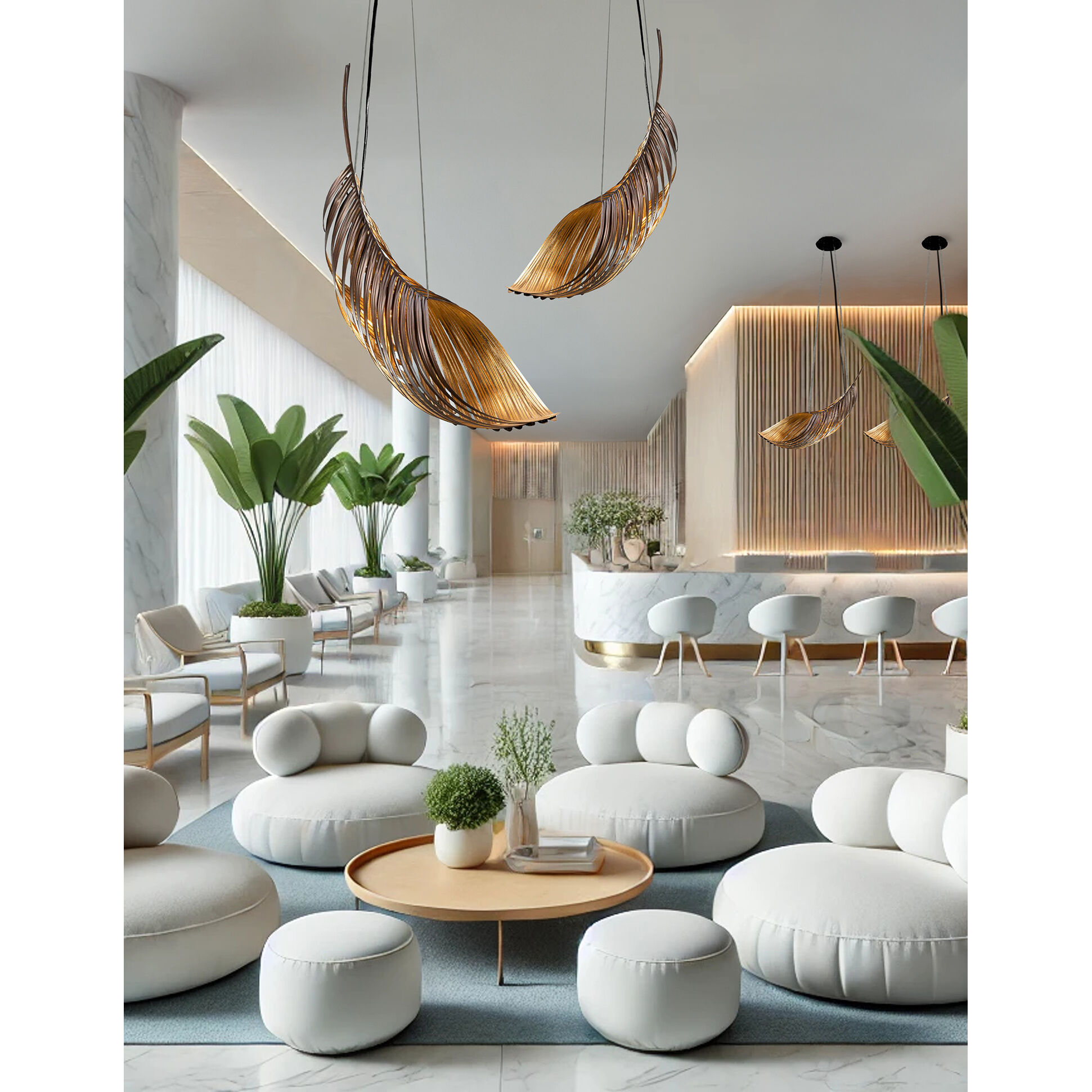 Palmera LED 38.5 inch Soft Bronze and  Gold Pendant Ceiling Light