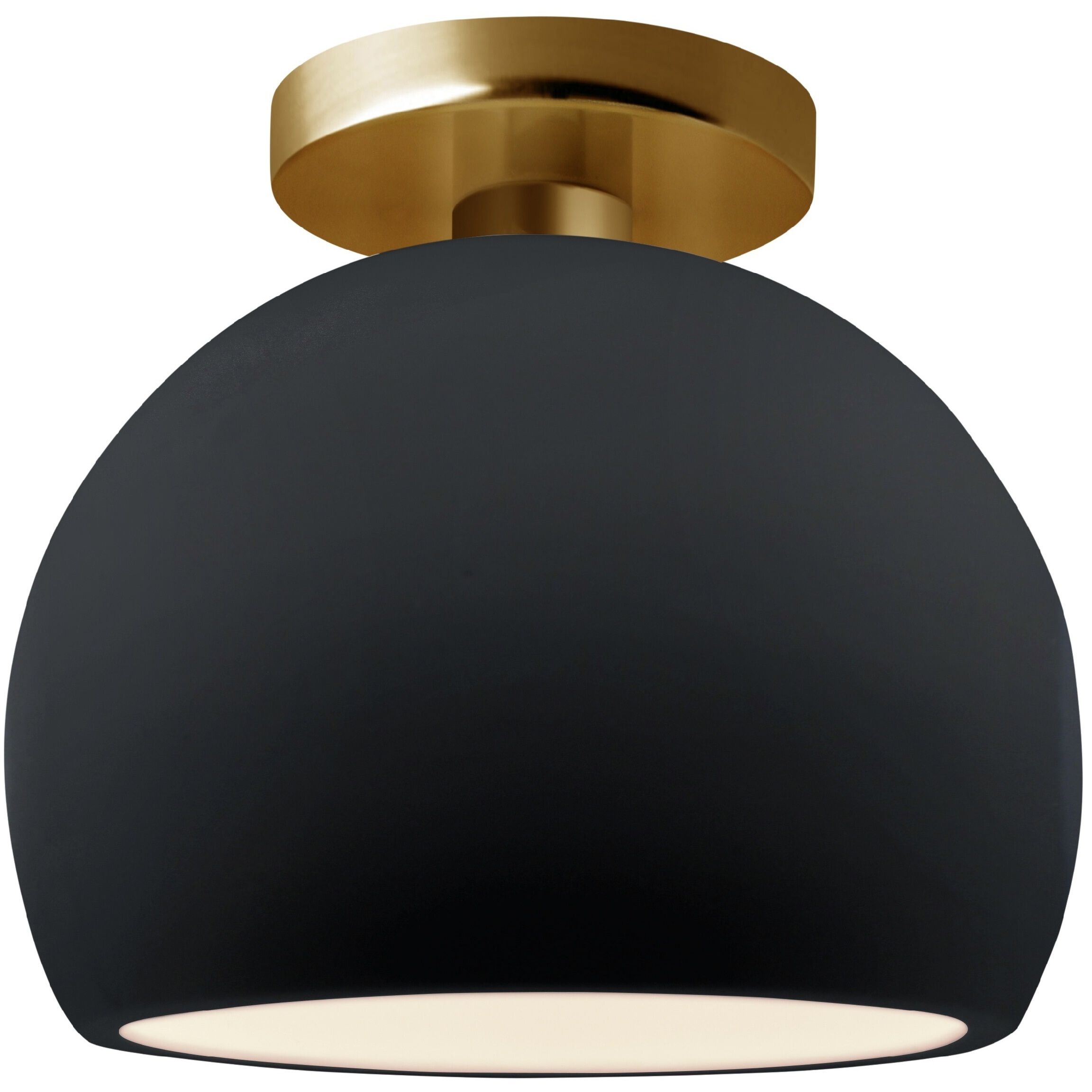 Radiance 1 Light 7 inch Gloss Black and Brushed Brass Semi Flush Ceiling Light