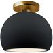 Radiance 1 Light 7 inch Gloss Black and Brushed Brass Semi Flush Ceiling Light