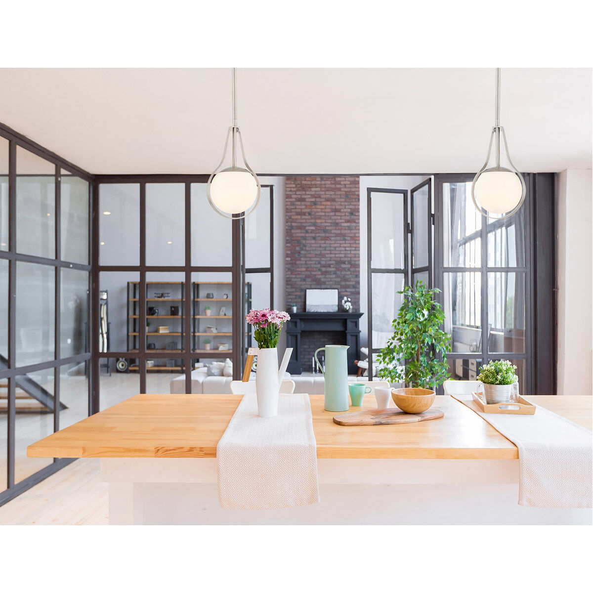 EVOLV LED 6.5 inch Brushed Nickel Pendant Ceiling Light, Pearl Family