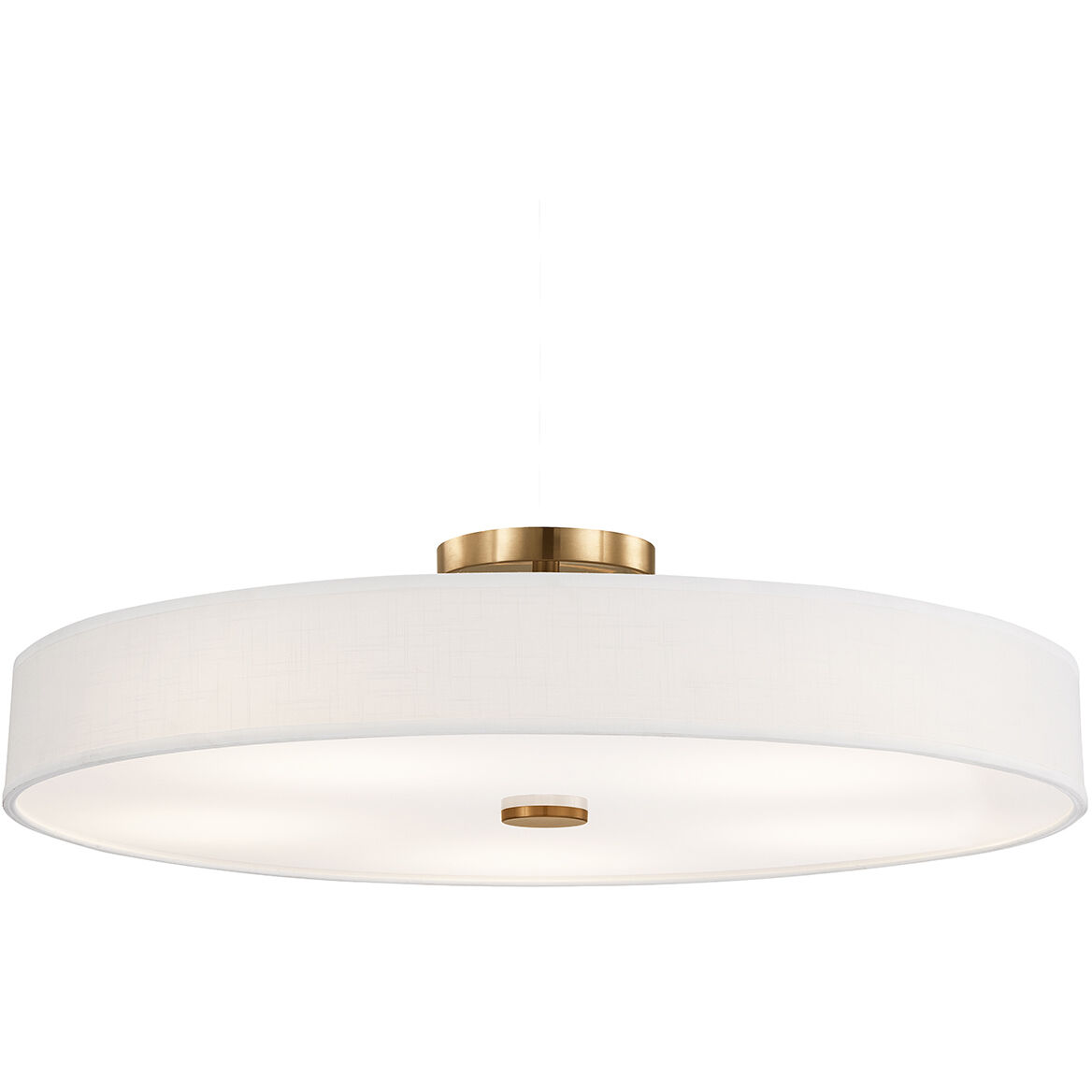 Textile Collection - Genova Family 48 inch Brushed Brass Semi-Flush Ceiling Light in 48" D x 48" W x 11.75" H, White Linen, EVOLV