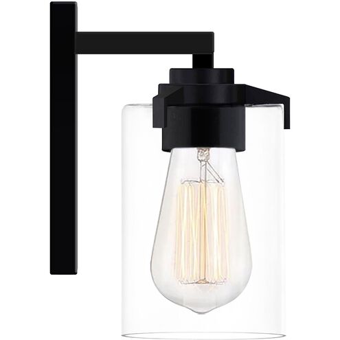 Fusion Collection - Cilindro 6 inch Clear Glass Bath Bar Wall Light in Matte Black