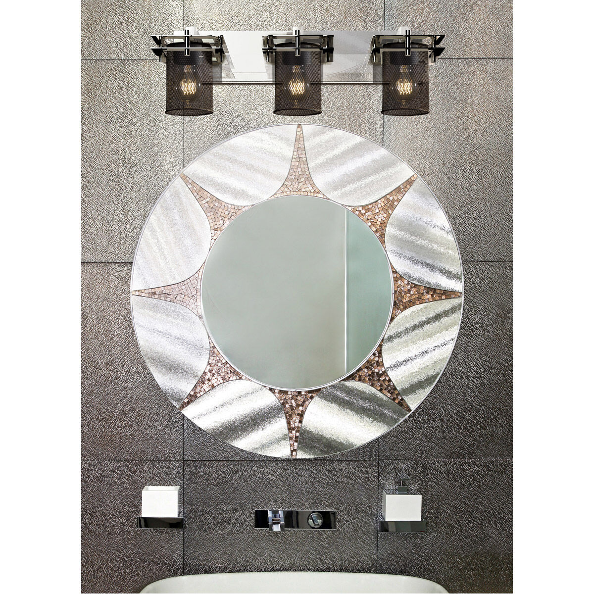 Metropolis 3 Light 26.5 inch Polished Chrome Bath Light Wall Light in Cylinder with Flat Rim