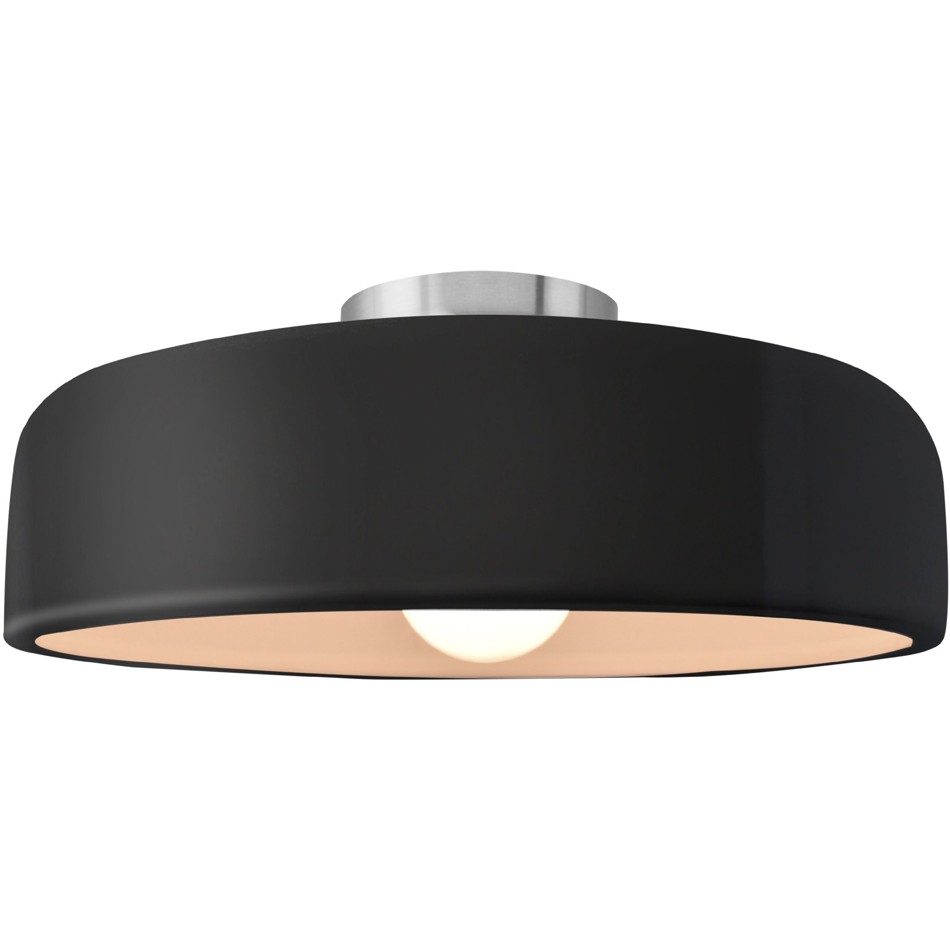 Radiance Collection - Spire 1 Light 16 inch Gloss Black and Matte White and Brushed Nickel Semi-Flush Ceiling Light in Replaceable Bulb, Gloss Black/Matte White, 16W x 6.5H, Form+Finish+Function