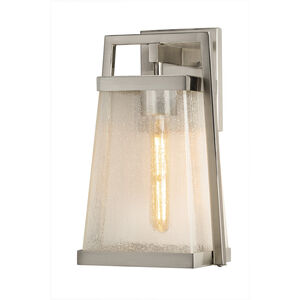 EVOLV 14 inch Brushed Nickel Outdoor Wall Sconce in Incandescent, Seeded Fusion, Obispo Family