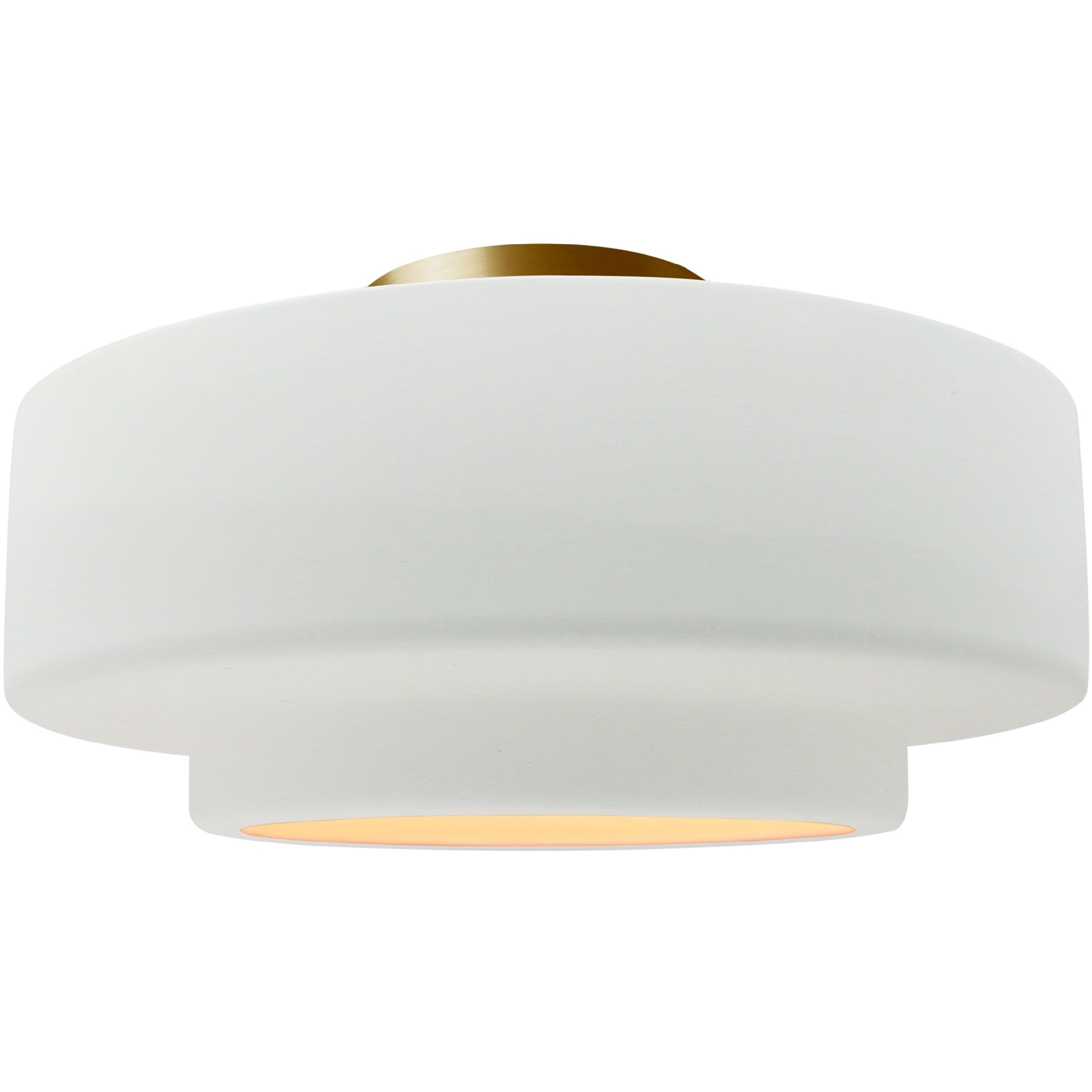 Radiance Collection - Tier 1 Light 16.5 inch Gloss White and Brushed Brass Semi-Flush Ceiling Light in Replaceable Bulb, 16.5W x 8H, Form+Finish+Function