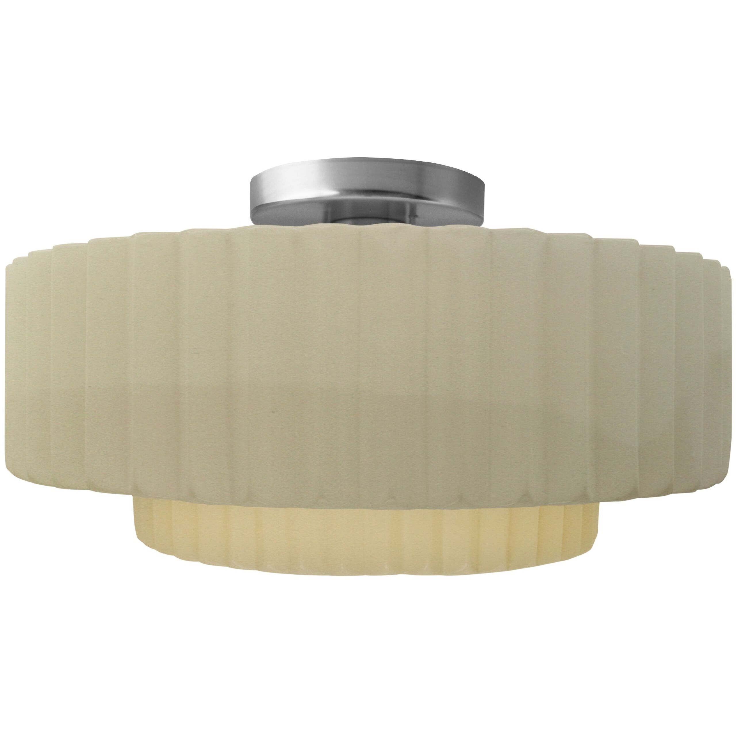 Radiance Collection - Pleated Tier 1 Light 14.5 inch Vanilla Gloss and Brushed Nickel Semi-Flush Ceiling Light in Replaceable Bulb, 14.5W x 7.25H, Form+Finish+Function