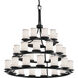 Textile 36 Light 42 inch Matte Black Chandelier Ceiling Light in White, Incandescent, Cylinder w/ Flat Rim