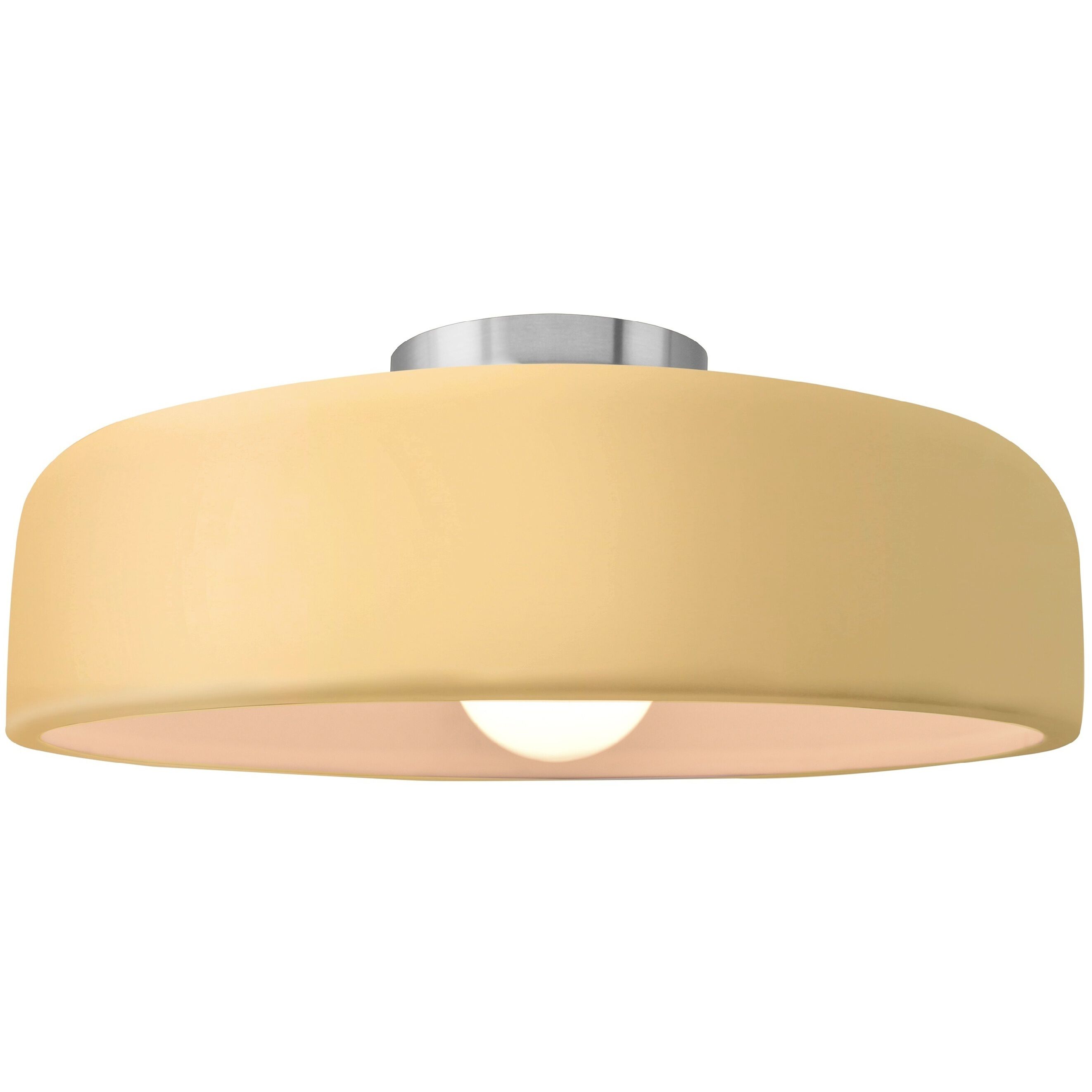 Radiance Collection - Spire LED 13 inch Muted Yellow and Brushed Nickel Semi-Flush Ceiling Light in Dedicated LED, 13W x 6H, Form+Finish+Function