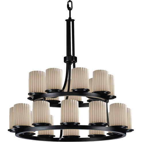 Limoges 21 Light 33 inch Matte Black Chandelier Ceiling Light in Pleats, Incandescent