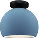 Radiance 1 Light 7 inch Sky Blue and Matte Black Semi Flush Ceiling Light