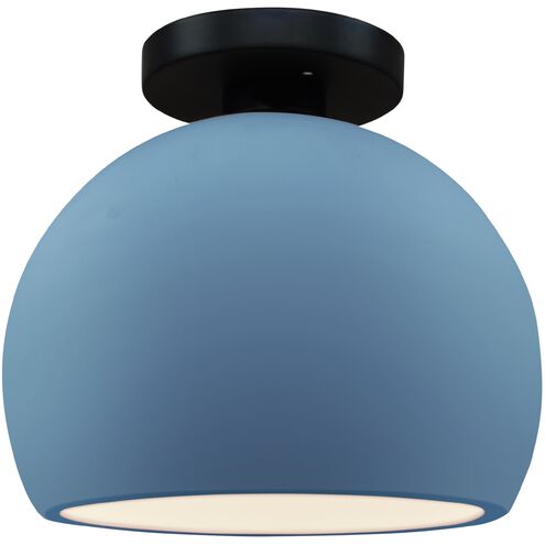 Radiance 1 Light 7 inch Sky Blue and Matte Black Semi Flush Ceiling Light