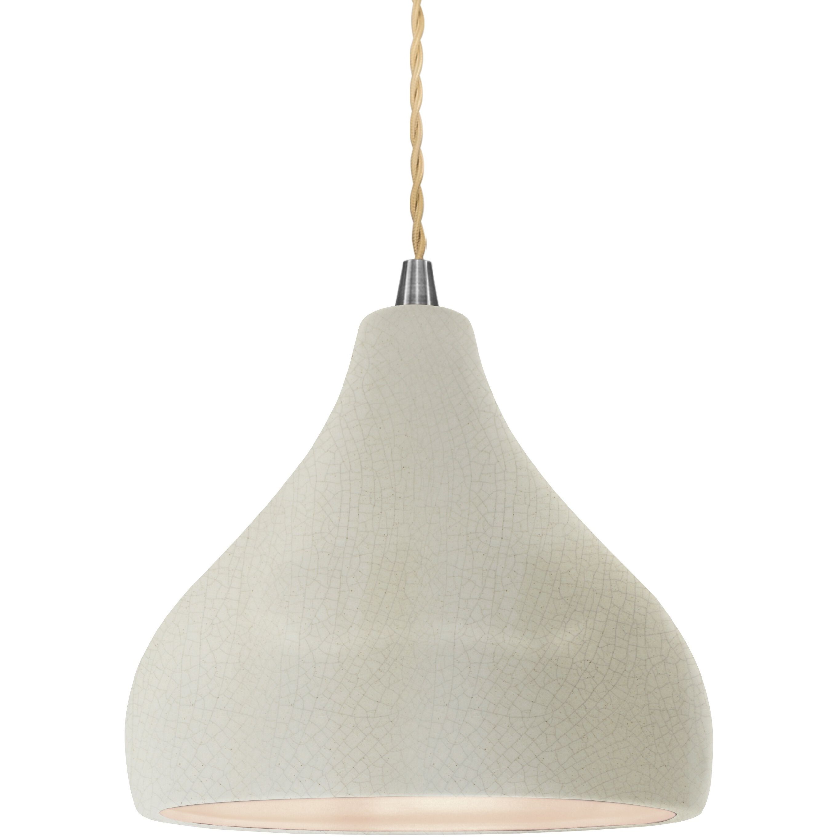 Radiance LED 8 inch White Crackle and Brushed Nickel Pendant Ceiling Light