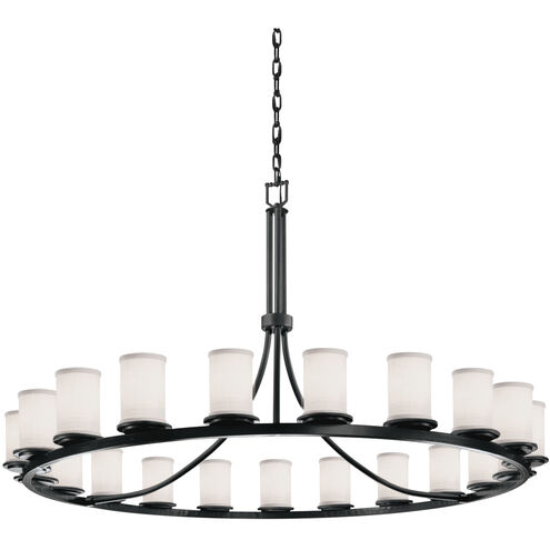 Textile 21 Light 60 inch Matte Black Chandelier Ceiling Light in White, Incandescent