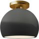 Radiance LED 7 inch Gloss Grey and Brushed Brass Semi Flush Ceiling Light