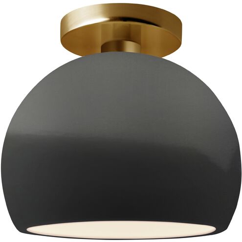 Radiance LED 7 inch Gloss Grey and Brushed Brass Semi Flush Ceiling Light