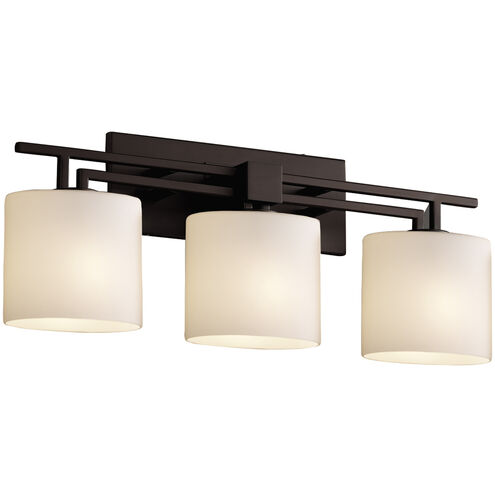 Fusion 3 Light 26.5 inch Matte Black Bath Bar Wall Light in Oval, Incandescent, Opal Fusion