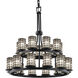 Wire Glass 21 Light 33 inch Matte Black Chandelier Ceiling Light in Grid with Clear Bubbles, Incandescent, Cylinder