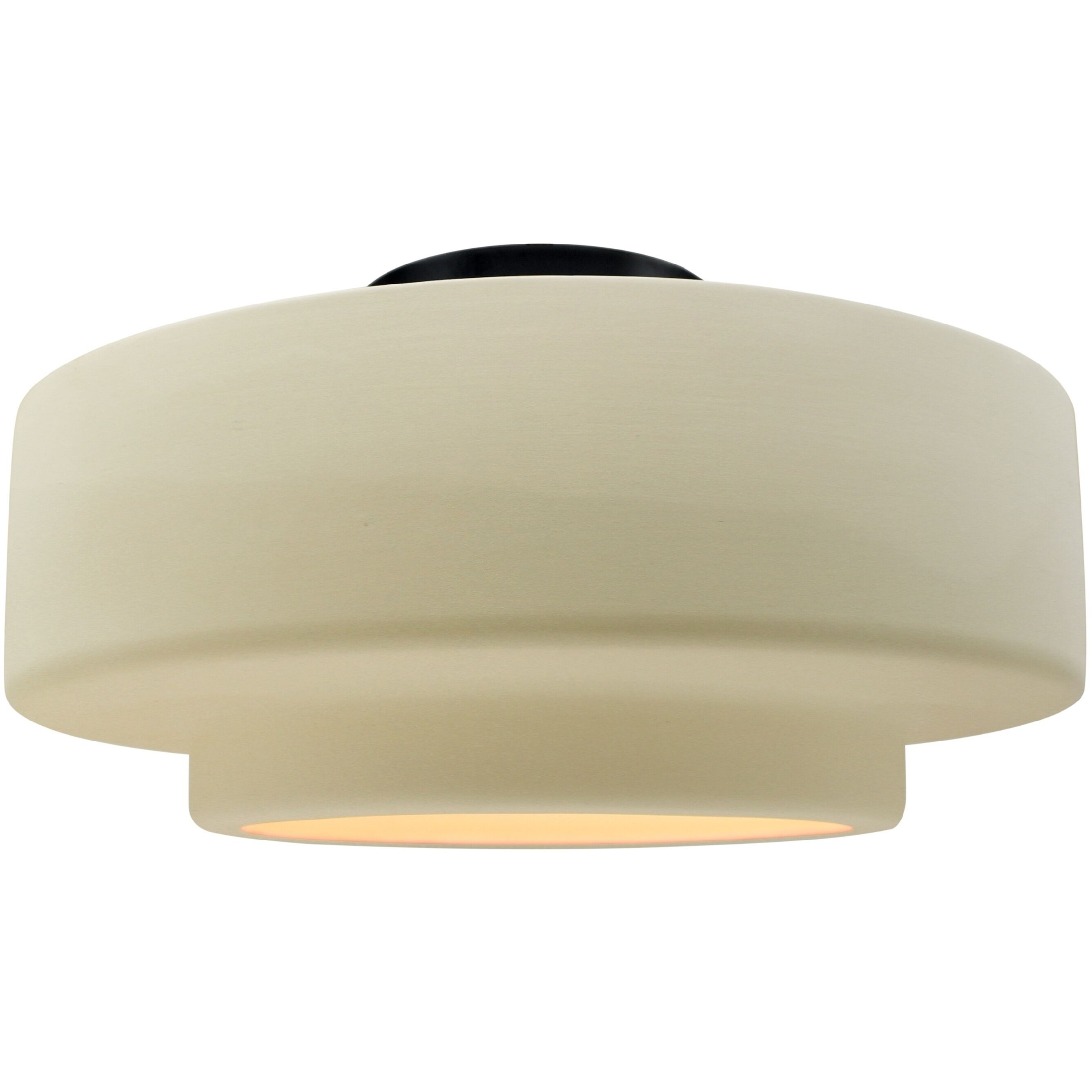Radiance Collection - Tier 1 Light 16.5 inch Vanilla Gloss and Matte Black Semi-Flush Ceiling Light in Replaceable Bulb, 16.5W x 8H, Form+Finish+Function
