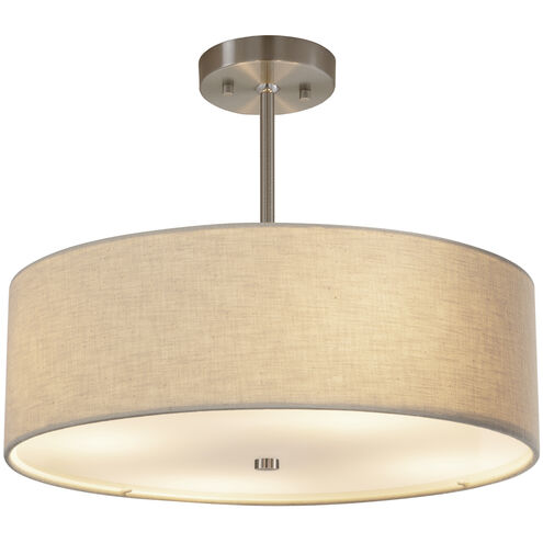 Textile 3 Light 18 inch Brushed Nickel Drum Pendant Ceiling Light, Classic Family, EVOLV