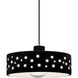 Perforated Dish Pendant Ceiling Light in Brushed Nickel, Dedicated LED, Black Cord, Carbon Matte Black, Form+Finish+Function